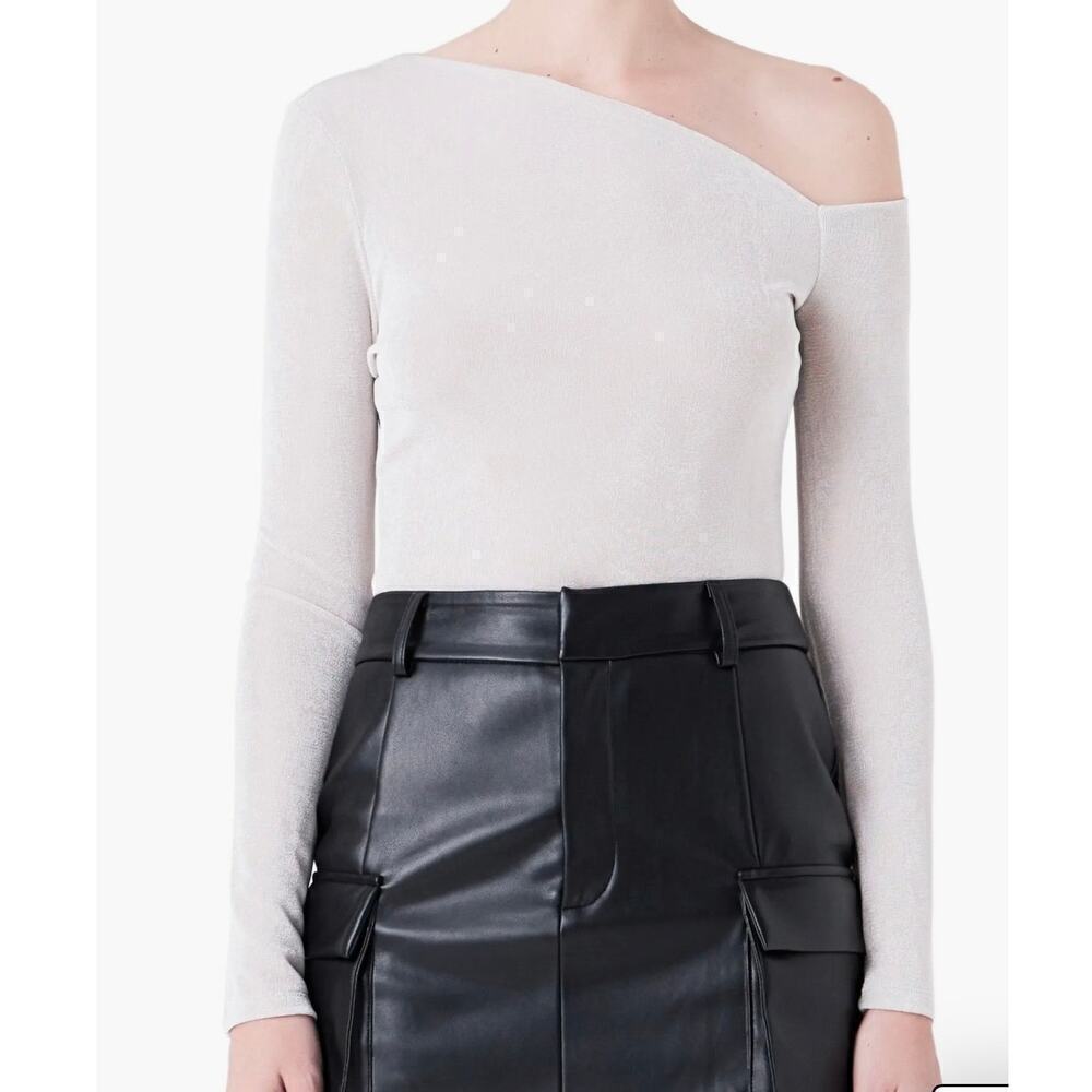 Grey Lab Woman Asymmetric One-Shoulder Top, Size Small